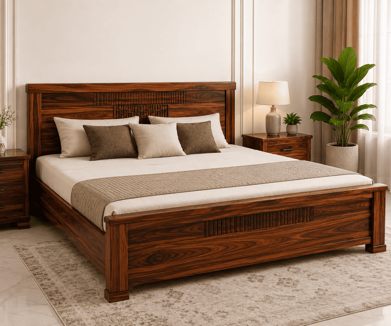 Solid Wood King Size Bed